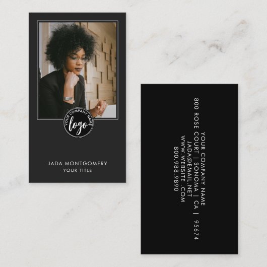 Stilvolles, modernes Minimalistisches Foto-Logo Visitenkarte (Vorne/Hinten)