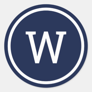 Stilvolles modernes Monogramm in Marineblau Runder Aufkleber