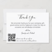 stilvolles, modernes qr code wedding Foto danke Mitteilungskarte (Rückseite)