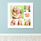 Stilvolles, modernes rosa Herz Personalisiertes Fo Leinwanddruck (Insitu (Holzboden))