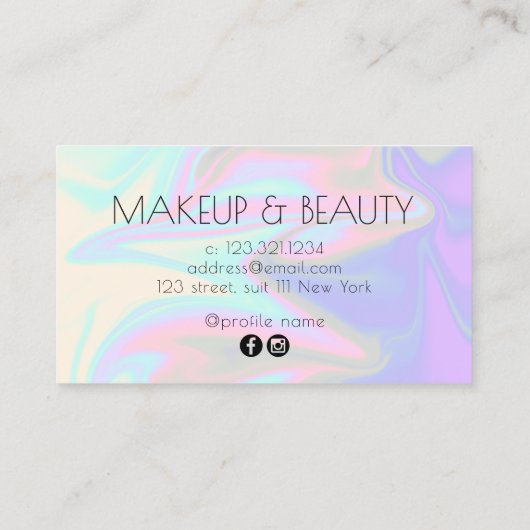 Stilvolles, modernes und elegantes Chick-holografi Visitenkarte (Rückseite)