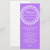 Stilvolles, modernes Violett-Hochzeitsmenü Menükarte (Vorne/Hinten)