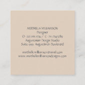 Stilvolles MONOGRAM Beige Floral Quadratische Visitenkarte (Rückseite)