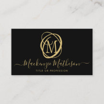 Stilvolles Monogram Black Gold Script