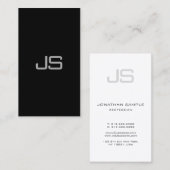 Stilvolles Monogram Schwarz-weiß Modern Sleek Desi Visitenkarte (Vorne/Hinten)