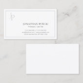 Stilvolles Monogram Sleek Design Moderne Klasse Visitenkarte (Vorne/Hinten)