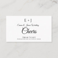 Stilvolles Monogram Wedding Reception Drink Ticket