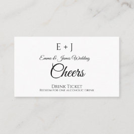 Stilvolles Monogram Wedding Reception Drink Ticket