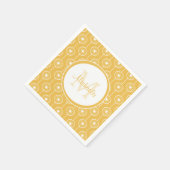 Stilvolles Monogramm aus Gelb und Weiß mit Namen Serviette (Ecke)