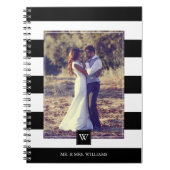 Stilvolles Monogramm aus schwarzen und weißen Stre Notizblock (Vorderseite)