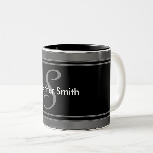 Stilvolles Monogramm-Design Zweifarbige Tasse (VorderseiteRechts)