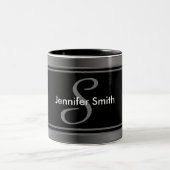 Stilvolles Monogramm-Design Zweifarbige Tasse (Mittel)