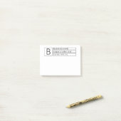 Stilvolles Monogramm & Firmenname (oder anderer Te Post-it Klebezettel (Auf Schreibtisch)