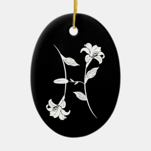 Stilvolles Monogramm Fische Geburtsblume Sternzeic Keramik Ornament
