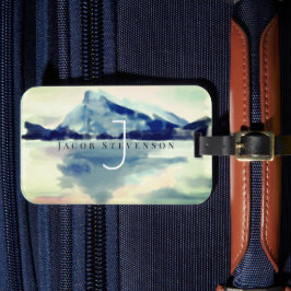 Stilvolles Monogramm für die Watercolor Mountain-M Gepäckanhänger