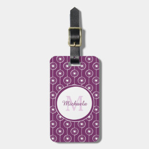 Stilvolles Monogramm für Lila und weiße Herzen mit Gepäckanhänger