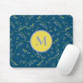 Stilvolles, monogramm-gelbes Lillac-Beerenmuster Mousepad (Mit Mouse)