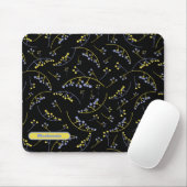 Stilvolles, monogramm-gelbes Lillac-Beerenmuster Mousepad (Mit Mouse)