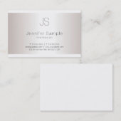 Stilvolles Monogramm-glattes Entwurfs-Salon-Silber Visitenkarte (Vorne/Hinten)
