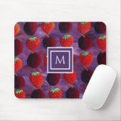 Stilvolles Monogramm Initial Pflaumen und Erdbeere Mousepad (Mit Mouse)