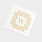 Stilvolles Monogramm mit elegantem Blumengestein Servietten Mit Folie (Links)