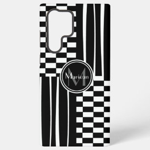 Stilvolles Monogramm mit Karo- und Streifenmuster Samsung Galaxy Hülle