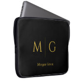 Stilvolles Monogramm mit Namensdesign Schwarz Laptopschutzhülle (Vorne Rechts)