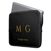 Stilvolles Monogramm mit Namensdesign Schwarz Laptopschutzhülle (Vorderseite Links)