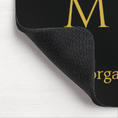 Stilvolles Monogramm mit Namensdesign Schwarz Mousepad (Ecke)
