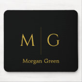 Stilvolles Monogramm mit Namensdesign Schwarz Mousepad (Vorne)