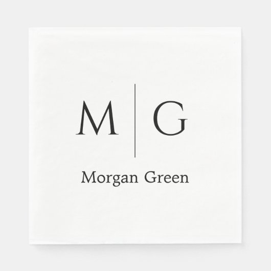 Stilvolles Monogramm mit Namensdesign Weiß Serviette (Vorderseite)