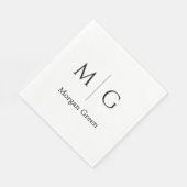 Stilvolles Monogramm mit Namensdesign Weiß Serviette (Ecke)