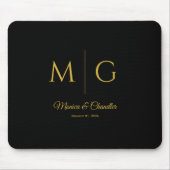 Stilvolles Monogramm mit Paarnamen Schwarz Mousepad (Vorne)