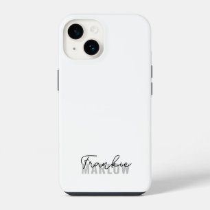 Stilvolles Monogramm Modern Minimalist Weiß Skript iPhone 14 Hülle