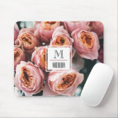 Stilvolles monogramm rosa rosa, modernes, blumenge mousepad (Mit Mouse)
