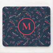 Stilvolles, monogramm rotes Blaubeermuster Mousepad (Vorne)