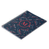 Stilvolles, monogramm rotes Blaubeermuster Notizblock (Linke Seite)