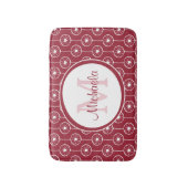 Stilvolles Monogramm Rotes und Weißes Herz mit Nam Badematte (Vorderseite Vertikal)