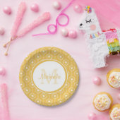 Stilvolles Monogramm Rotes und Weißes Herz mit Nam Pappteller (Party)