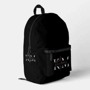 Stilvolles Monogramm Schwarz Gold Schrift Büro Sch Bedruckter Rucksack
