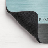 Stilvolles Monogramm Teal Grau Metallisch Mousepad (Ecke)