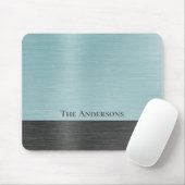 Stilvolles Monogramm Teal Grau Metallisch Mousepad (Mit Mouse)