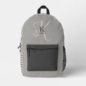 Stilvolles Monogramm und Streifen neutrales Muster Bedruckter Rucksack (Vorderseite)