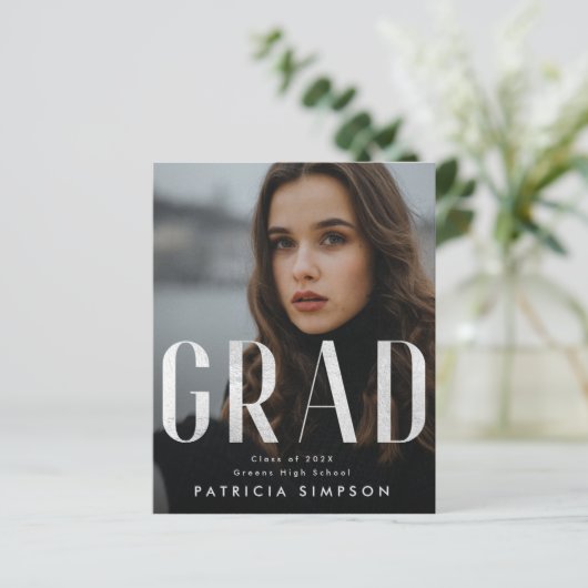 Stilvolles, muffiges Silver Gray Foil GRAD Foto An (Stehend Vorderseite)