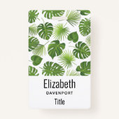 Stilvolles Muster für grüne tropische Blätter Ausweis (Rückseite)