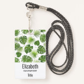 Stilvolles Muster für grüne tropische Blätter Ausweis (Rückseite mit Schlüsselband)