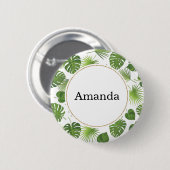 Stilvolles Muster für grüne tropische Blätter Button (Vorne & Hinten)