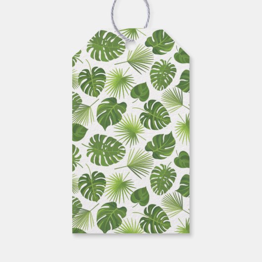 Stilvolles Muster für grüne tropische Blätter Geschenkanhänger (Rückseite)