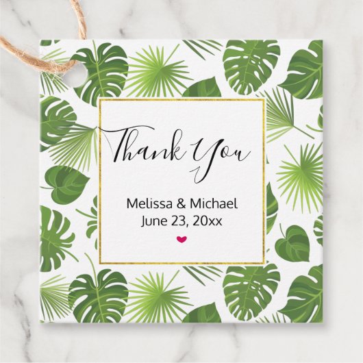 Stilvolles Muster für grüne tropische Blätter Geschenkanhänger (Vorderseite)