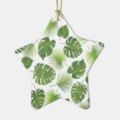 Stilvolles Muster für grüne tropische Blätter Keramik Ornament (Links)